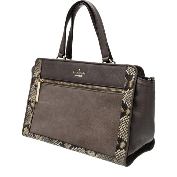 Kate Spade New York Women's Chatham Lane Harlan Stone Gray Satchel Purse - Picture 3 of 17